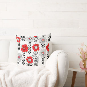 Coussin Daisy dooda en rouge et noir