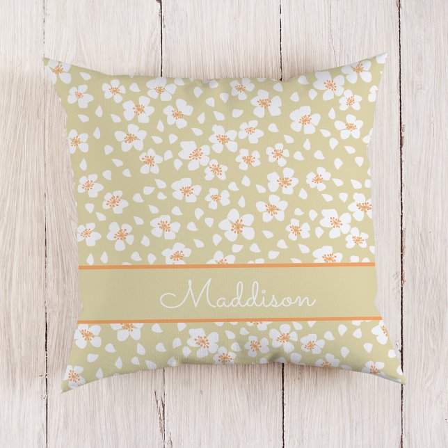 Coussin Daisy Floral Nom personnalisé (Créateur téléchargé)