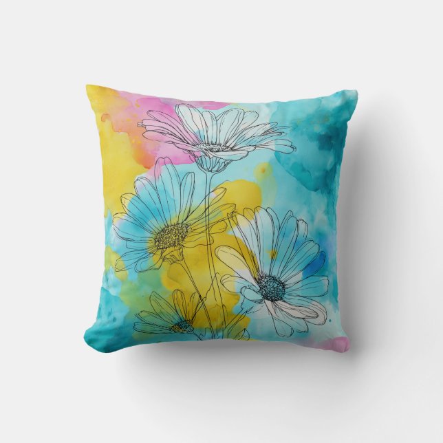 Coussin Daisy Flower Floral Jeu d'oreiller cadeau (Recto)