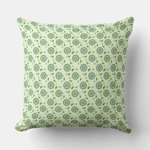 Coussin Daisy Green Jaune Floral Répétition Art Motif
