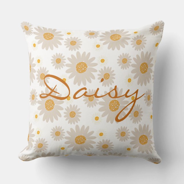 Coussin Daisy name reveal custom retro daisy boho flower (Recto)
