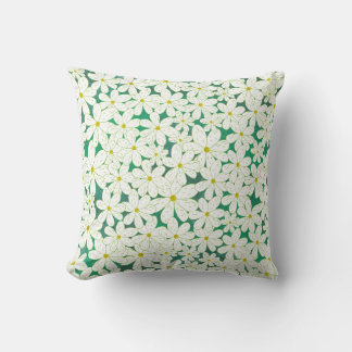 Coussin Daisy Patch - White daisies on emerald background