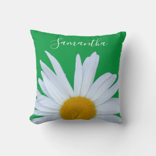 Coussin Daisy Photo Kelly Green Elegant White Script
