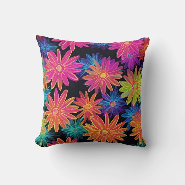 Coussin Daisy Rose Néon  (Recto)