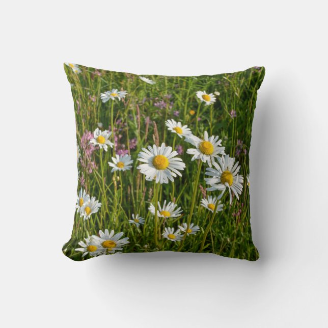 Coussin Daisy sur un pré (Recto)