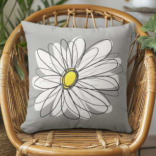 Coussin Daisy tendance avec gris et jaune
