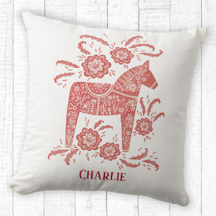 Coussin Dala Cheval Suédois Art Nom personnalisé