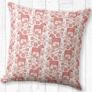Coussin Dala suédois Cheval traditionnel Motif d'art folkl