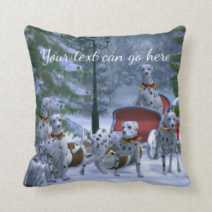 Coussin Dalmates personnalisés, Sleigh et Noël de neige