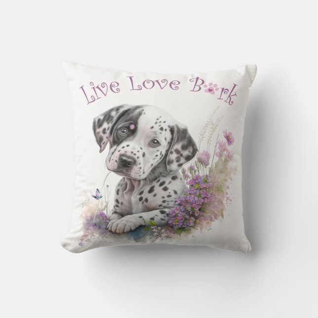 Coussin Dalmatie mère chien Floral (Recto)