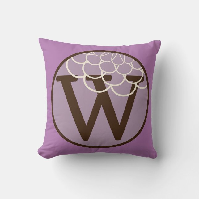 Coussin d'alphabet de la lettre W dans l'orchidée (Recto)