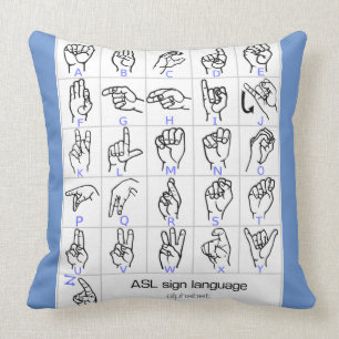 Coussin d'ALPHABET de LANGUE DES SIGNES