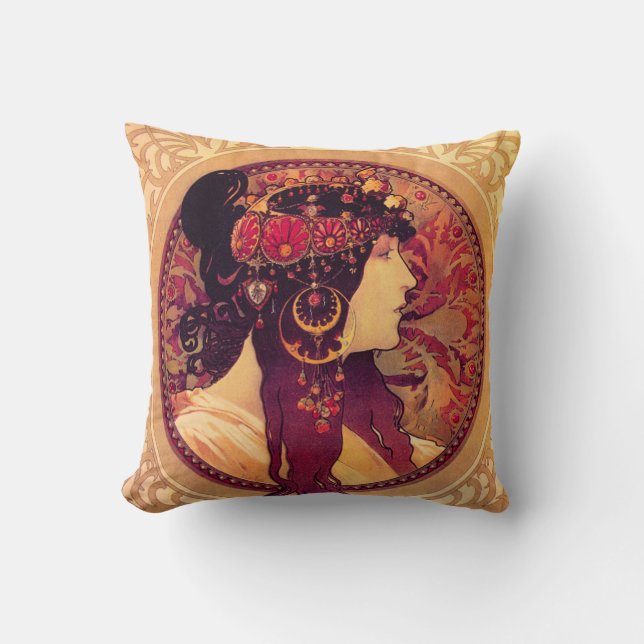 Coussin d'Alphonse Mucha Donna Orechini (Recto)