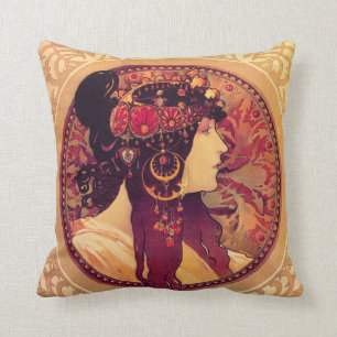 Coussin d'Alphonse Mucha Donna Orechini