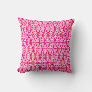 Coussin damas arabesque - fraise rose