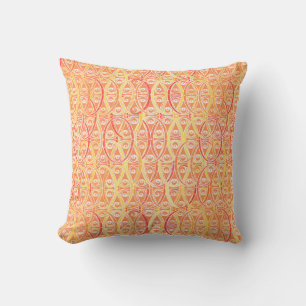 Coussin damas arabesques - orange et jaune safran