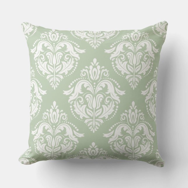 Coussin Damas Blanches Et Monnaies Vertes (Recto)