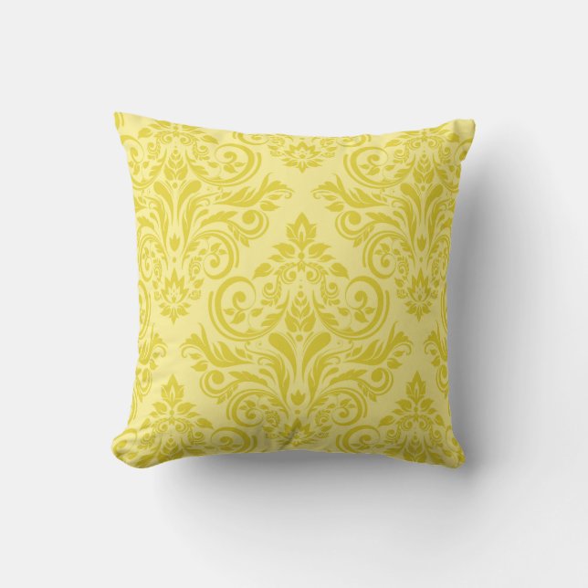 Coussin Damas - crème jaune citron (Recto)