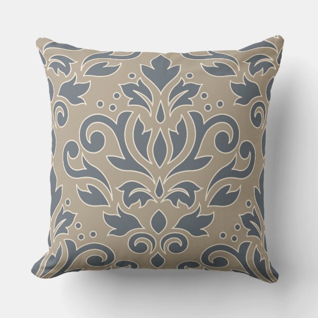 Coussin Damas de défilement Lg Design Crème Ligne Bleue Sa (Recto)