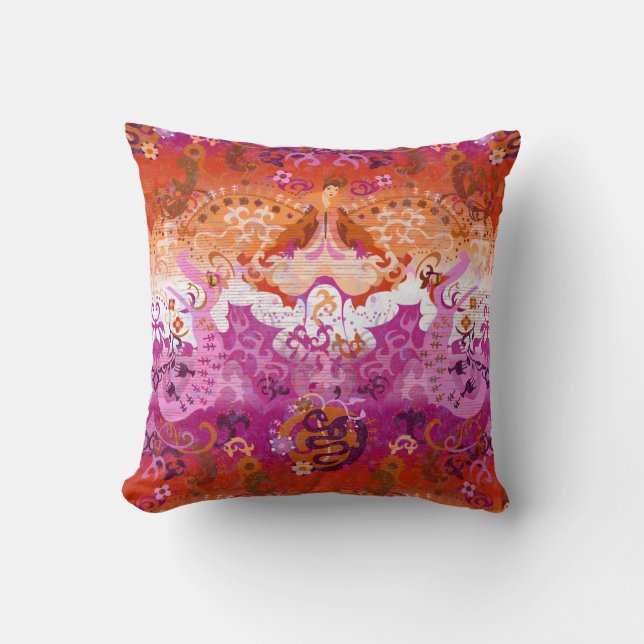 Coussin Damas de dragon lesbien - nouveaux drapeaux de la  (Recto)