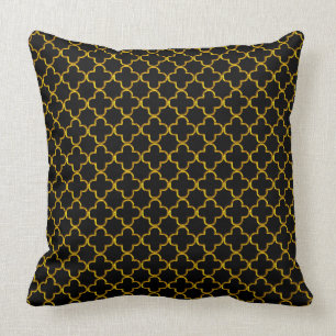 Coussin Damas d'or sur noir #2