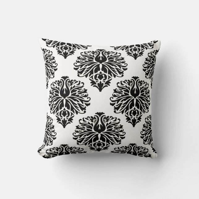 Coussin Damas élégant noir (Recto)
