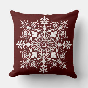 Coussin Damas élégant orné tourbillon floral stylé