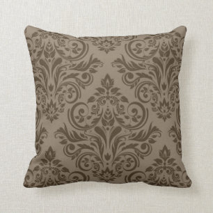 Coussin Damas - marron taureau