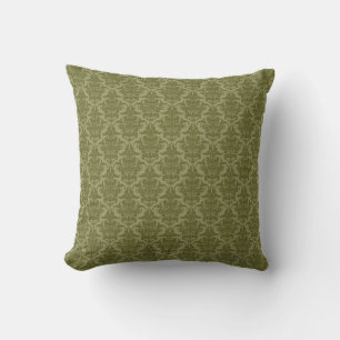 Coussin Damas - Olive profond sur Khaki