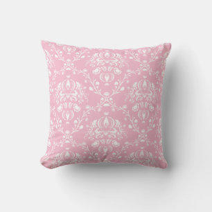 Coussin Damas rose et blanc