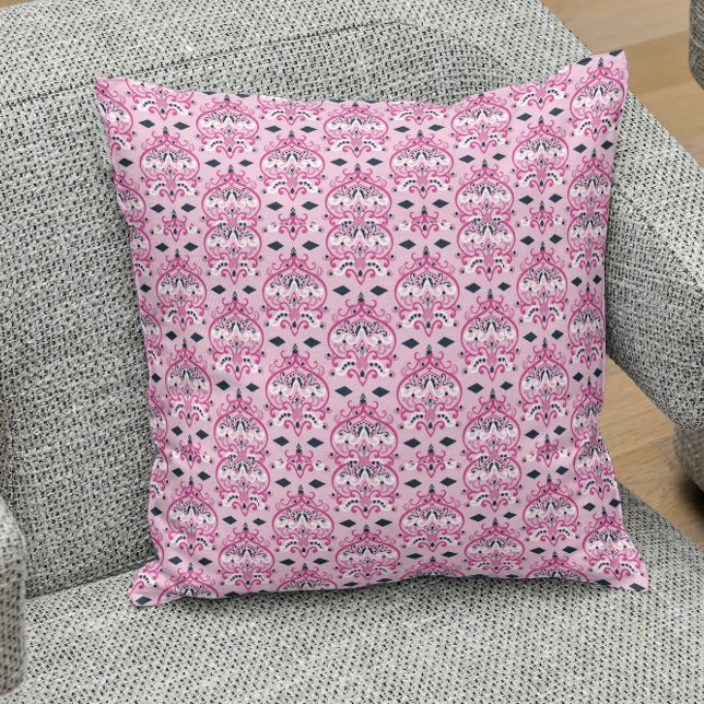 Coussin Damas rose et noir (Créateur téléchargé)