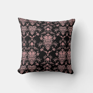 Coussin Damas rose sur noir
