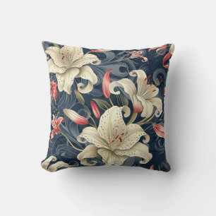 Coussin Damas texture luxueuse de fleur de lys crème