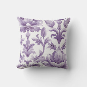 Coussin Damas texture luxueuse de fleur décorative violett