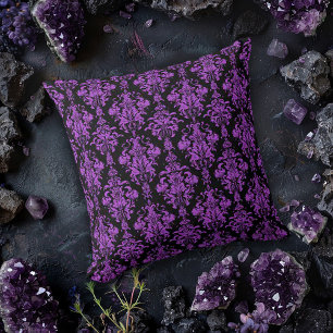 Coussin Damas violet et noir