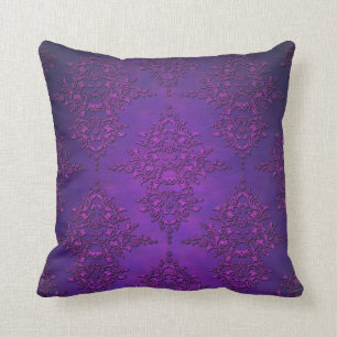 Coussin Damas violet vibrant élégant