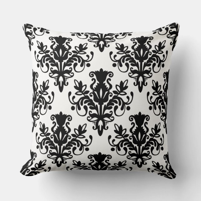 Coussin Damask 02 Motif - Noir sur Blanc (Recto)