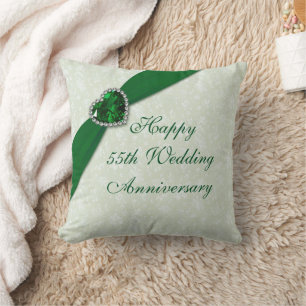 Coussin Damask 55e anniversaire Mariage Jeu d'oreiller