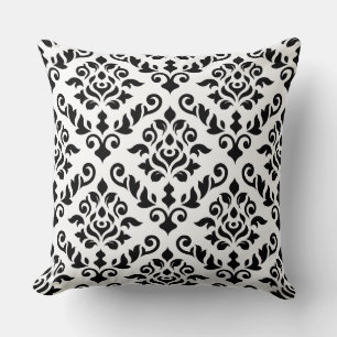Coussin Damask baroque Pattern Black on White