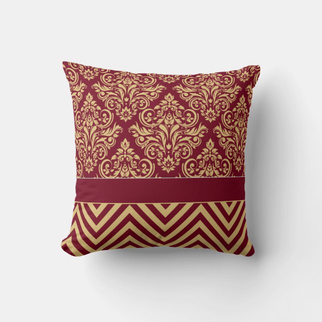 Coussin Damask Chevron - sable bordeaux (Recto)