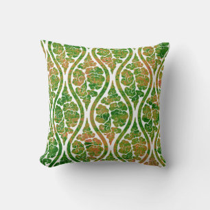 Coussin Damask Green Grunge Look