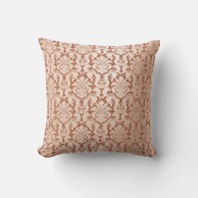Coussin Damask Royal Metal Skinny Peach Rose Rose Or (Recto)
