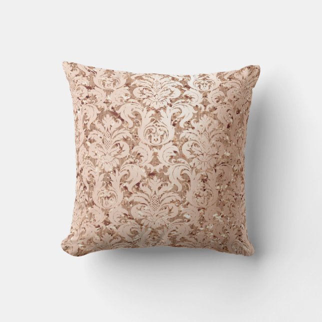 Coussin Damask Royal Parties scintillant Blush Copper Rose (Recto)