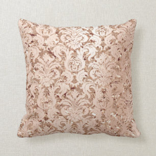 Coussin Damask Royal Parties scintillant Blush Copper Rose
