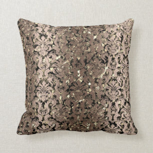 Coussin Damask Royal Sepia Gold Noir Beige Métal