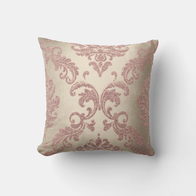 Coussin Damask Sepia Rose Blush Pastel Rose Cottage Velvet (Recto)