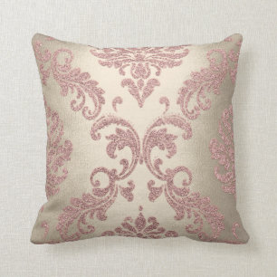 Coussin Damask Sepia Rose Blush Pastel Rose Cottage Velvet