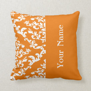 Coussin Damassé audacieuse orange avec le nom @