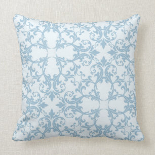 Coussin Damassé bleu-clair