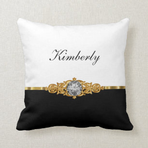 Coussin Damassé chique de Bling de monogramme